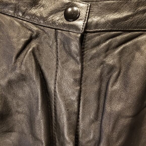 Vintage High Waisted Leather Pants Hi Rise Cow Leather Pockets Zipper Size 10 - Picture 4 of 16